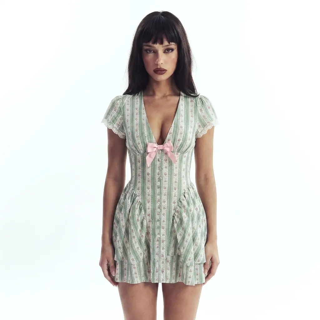 Poppy Sage Mini Dress