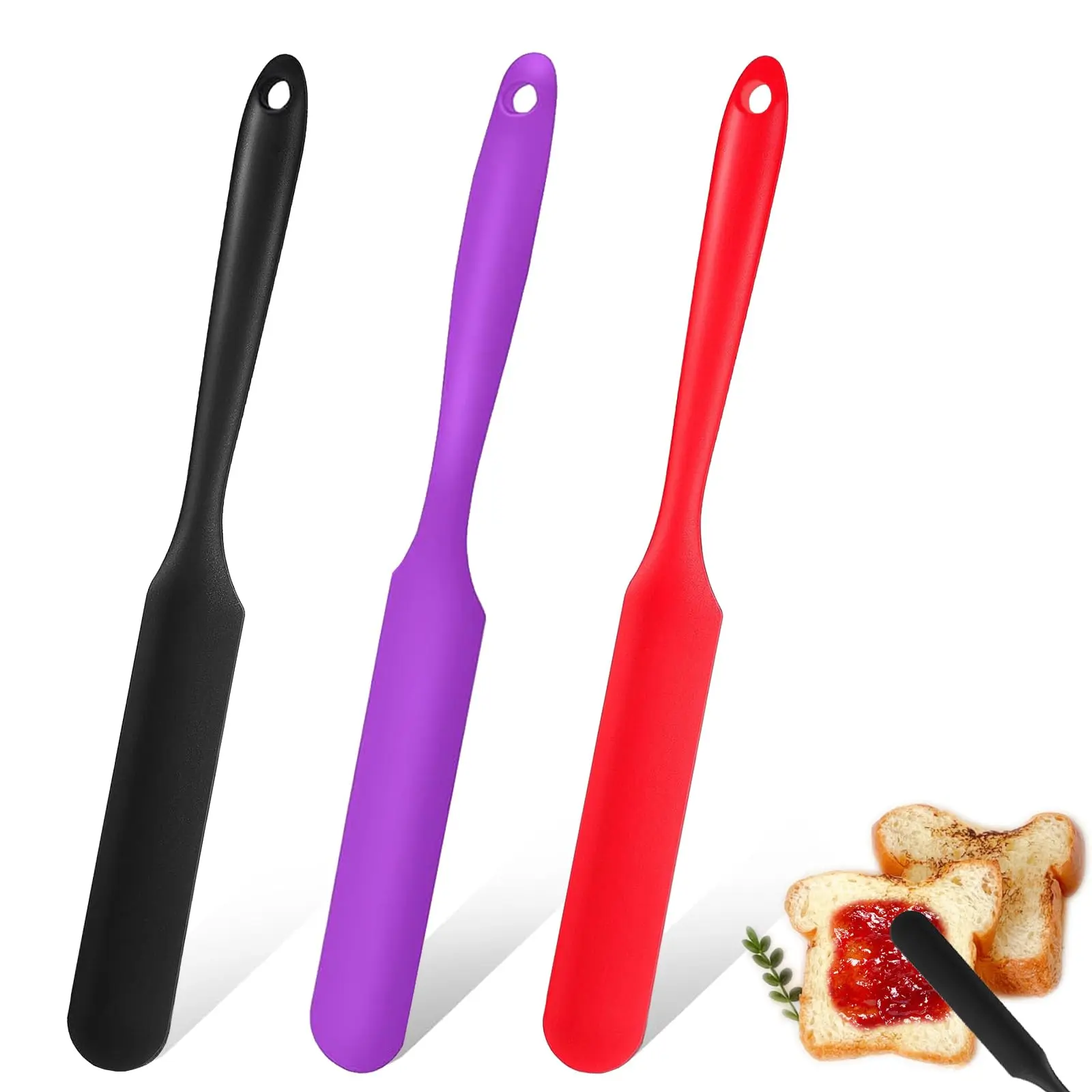 Silicone Jar Spatula  3pcs Spatulas Kitchen Set Heat Resistant Jam Spreader For Baking Mixing Cake Cream Butter Scraper
