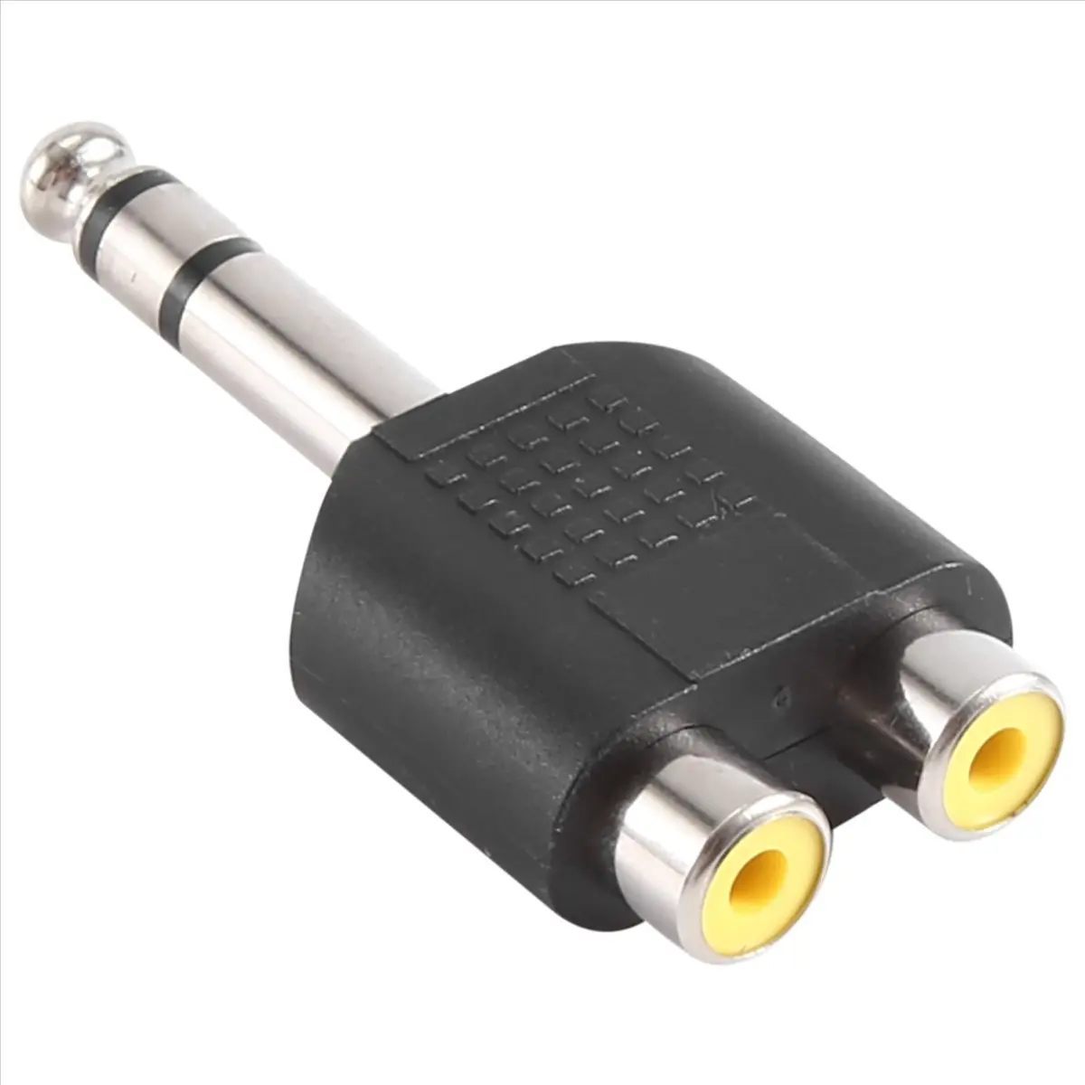 6.35mm 1/4-Inch Stereo Male Plug Audio Adapter Y-Splitter with 2 RCA Female Jacks, Durable Plastic Connector for PC, Stereos