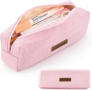 ANGOOBABY Small Pencil Case Student Pencil Pouch Coin Pouch Cosmetic Bag Office Stationery Organizer for Teen School-Pink