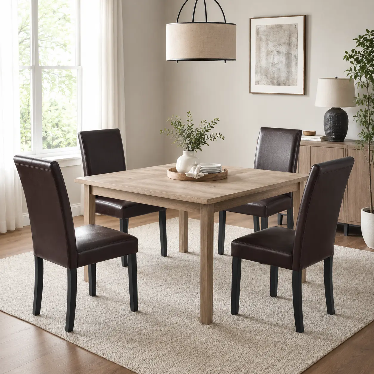 【Set of 4】Yaheetech Armless Lounge Dining Chairs - Sturdy Contemporary 36.5"h High Back Foam-Padded Leather Seats, Adjustable Rubberwood Legs, Assembly Required, Indoor Kitchen Restaurant Furniture