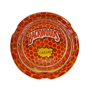 Backwoods 2.5" Heavy Red Glass Ashtray, Lighter Accessory with Distinct Brand Design, for Stylish Ash Disposal and Home Decor