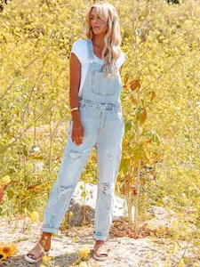 Women's Loose Fit Denim Overalls, Casual Washed Design, Perfect for Daily Wear & Outdoors, All-Season Comfortable Pants