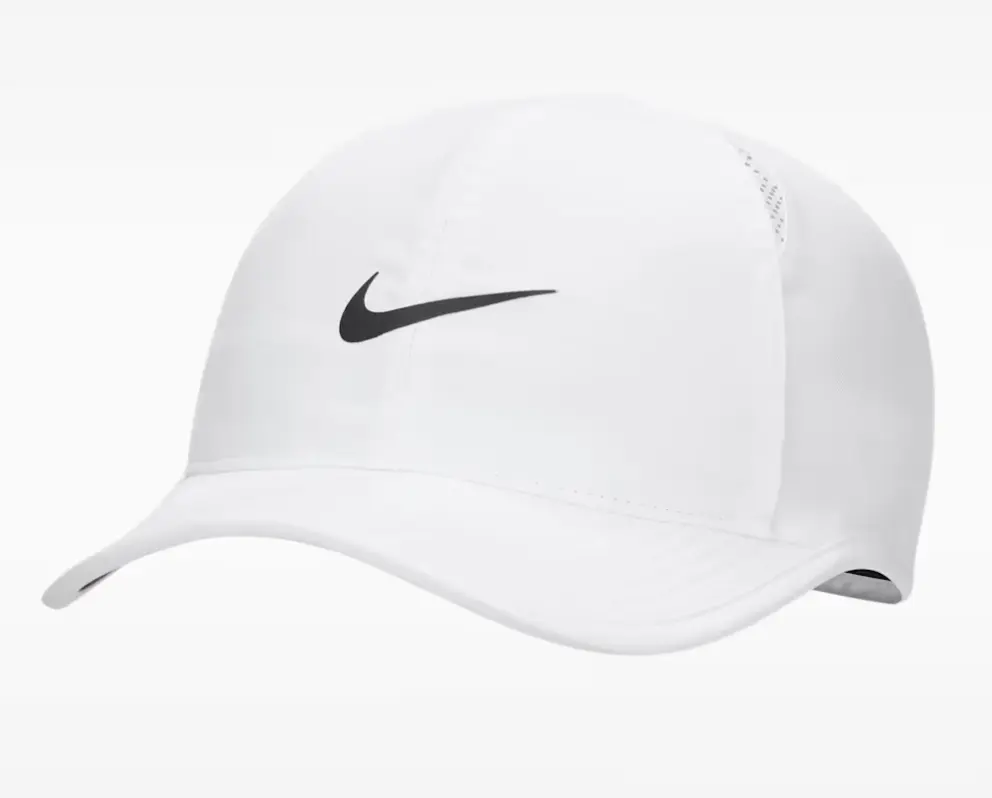 Nike Dri-FIT Club Unstructured Featherlight Unisex Workout Cap, Adult Medium-Large, White/Black, All Seasons Exercise Wear, Mid-Depth Fit