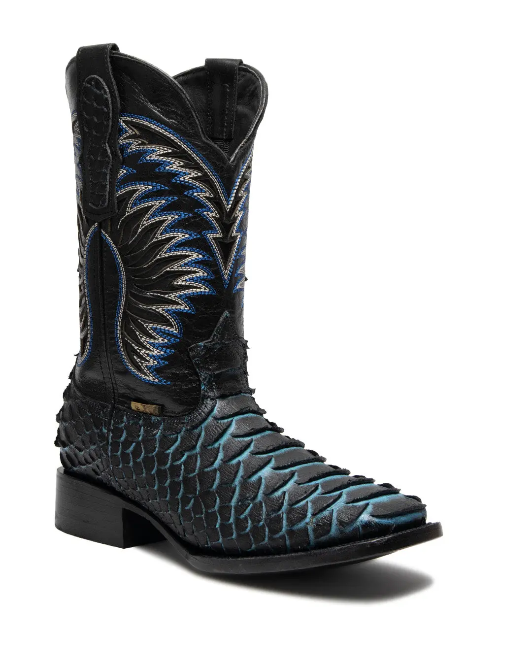 JP Western Boots - Blue Black Python Python Embossed JP Western Boots - Blue Black Python Python Embossed