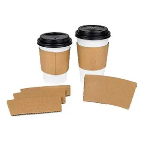 [1,000 pcs] Karat Disposable Traditional Print Cup Sleeves, Kraft
