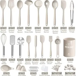 Silicone Kitchen cooking Utensils Set, 43 Pcs Heat Resistant Cooking Utensils Set, Turner, Tongs, Spoon, Spatula, Kitchen Gadgets Tools Set For Nonstick Cookware(Dishwasher, BPA Free)