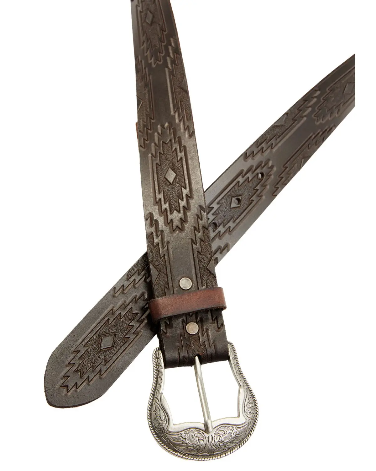 Rank 45 Men's 45&Reg; Men'S Slade Southwestern Embossed Leather Belt - Raho24bt17-Dkbn