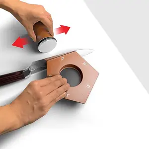 Rolling Knife Sharpener Kit, Chef Knife Sharpener Tool for Kitchen Knives, Roller Knife Sharpening System with 15 & 20 Degree Magnetic Angle, Wooden Roller with Diamond Discs