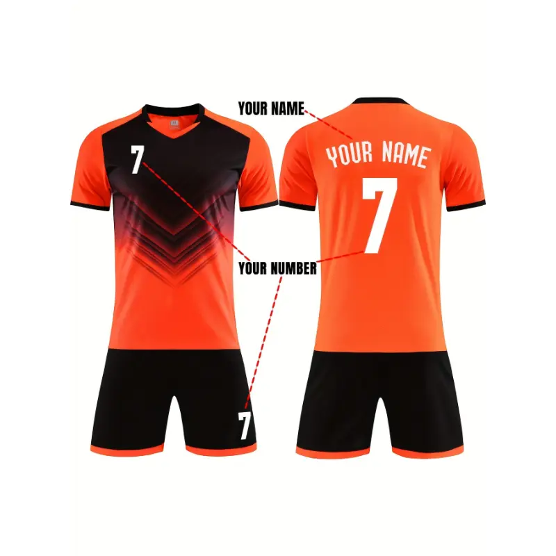 Boys' Custom Name & Number Soccer Jersey Set - Short-Sleeve Quick-Dry Polyester Training Shirt and Shorts, Breathable Sports Apparel for Team Sports, Athletic Wear