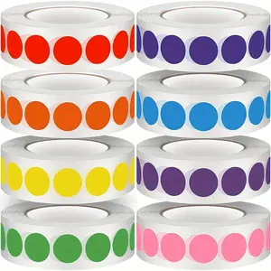 8000pcs 1/2 Inch Round Dot Stickers Color Coding Labels Colorful Coding Label Sticker For File Classification Mark Key Points Coloring Student Classroom Office Organizing