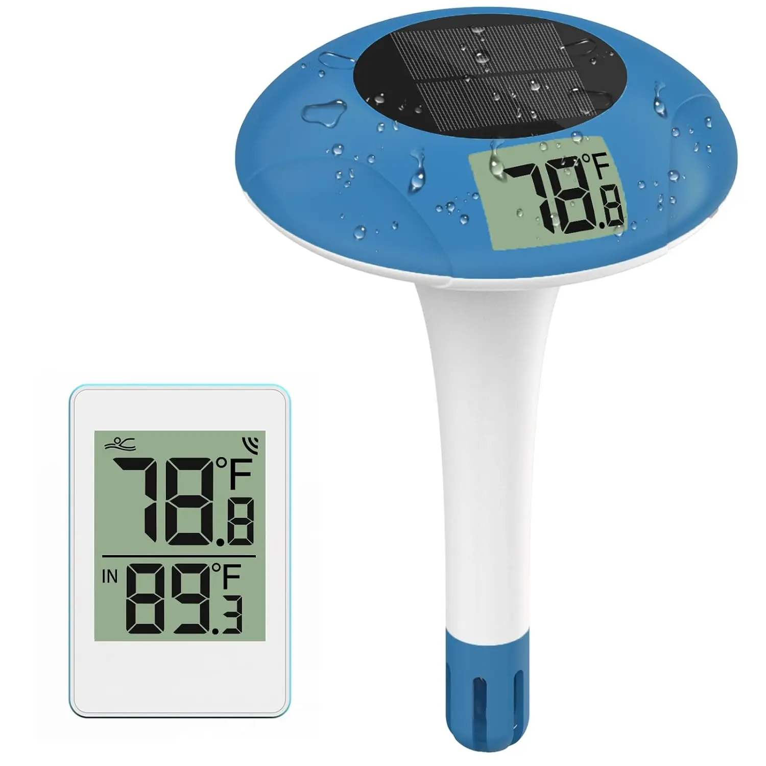 Wireless Floating Digital Pool Thermometer - IPX8 Waterproof Solar Temperature Gauge for Fish Aquariums, Ponds (Pet Supplies Temperature Control Tool)