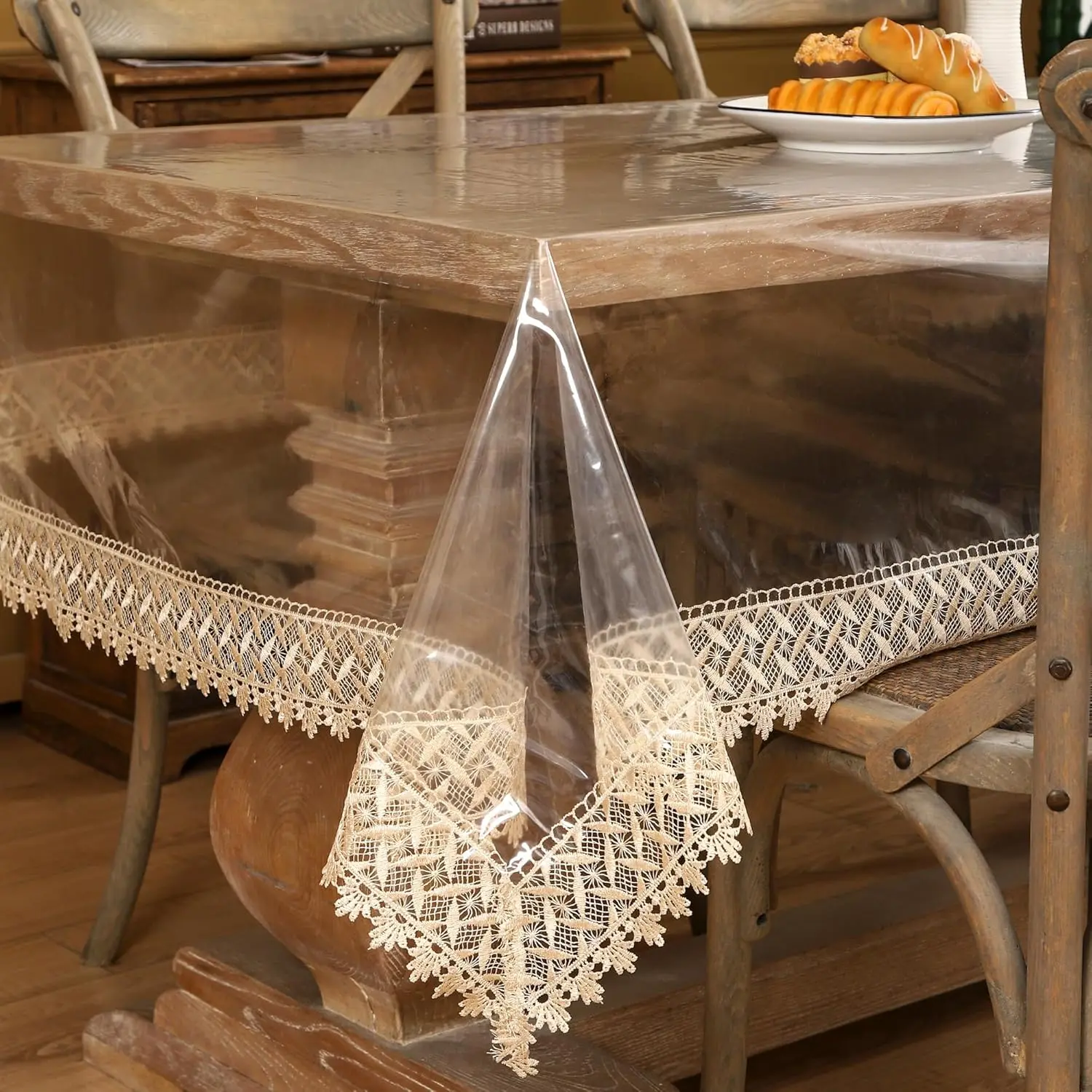 Clear Vinyl Tablecloth Protector /Oil-Proof Plastic Square Transparent Sheet Table Cover (54X84 Inch)