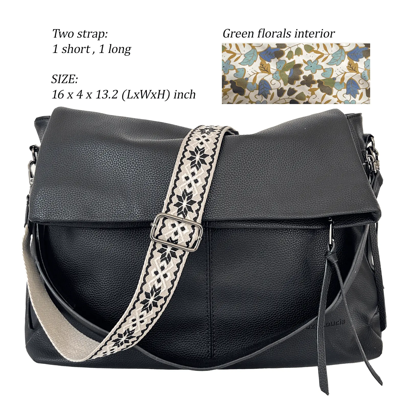 Large Size Black Green Flower Lining
