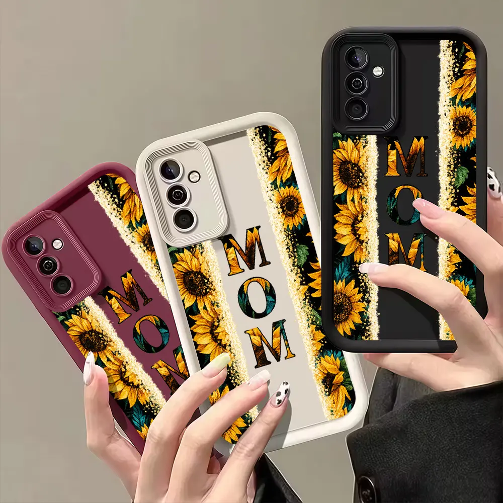 Phone case: Sunflower Mom print phone case, INS-style fashionable cute retro floral design, suitable for Samsung Galaxy A14 A15 A16 A17 A35 A55 A33 A34 A35 A36 A52 A53 A54 S21/S22/S23/S24/S25/S26 Plus/Ultra
