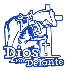 Radiant Dios Por Delante Vaquero Vinyl Decal Sticker UV & Waterproof Bumper Window Laptop Automotive Water Bottle Gift accessories – BLUE 5.2"
