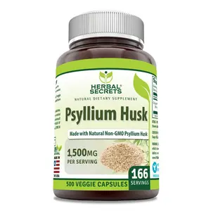 Herbal Secrets Psyllium Husk Supplement | 500 Mg per Serving | 500 Veggie Capsules | Non-GMO | Gluten-Free | Made in USA