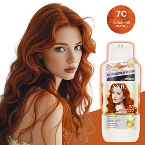 Sunshine Orange 7C Semi-Permanent Hair Dye - Liquid Formula with Amazing Scent & Easy on the Nose - Natural Black & Dark Brown Effects - Plant Extract Moisturizing Care Haircare Instant Hair Color Shampoo Dye ginger  dye Moisturize Moisture