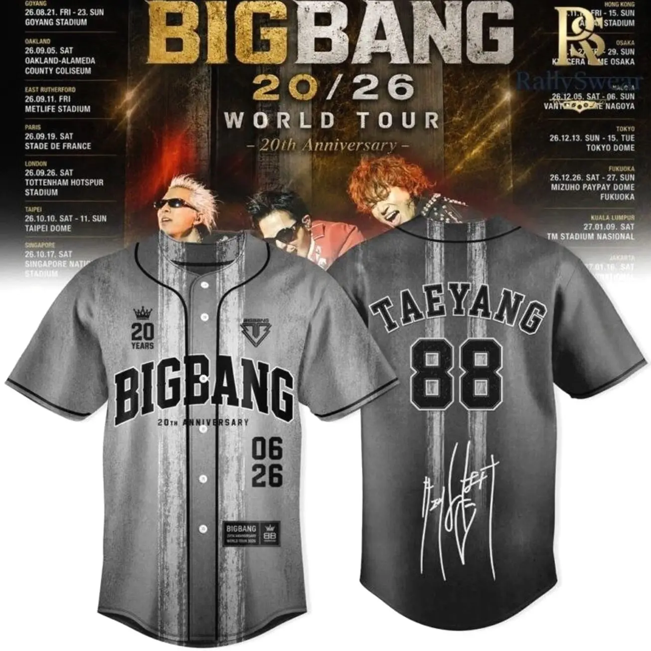BIGBANG 20th Anniversary World Tour Baseball Jersey TW3