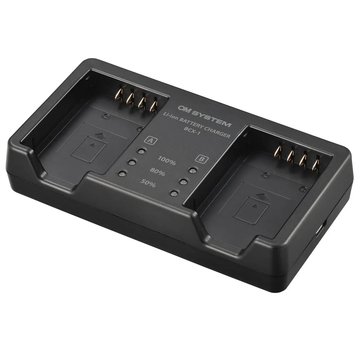 OM SYSTEM BCX-1 Durable Rechargeable Camera Battery Charger for BLX-1, Efficient Charging Solution for Camera Accessories, Cable