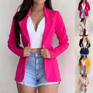 Women'S Blazer 2025 Formal Blazer Women'S Office Work Set Pocket Jacket Coat Loose Women'S Wear