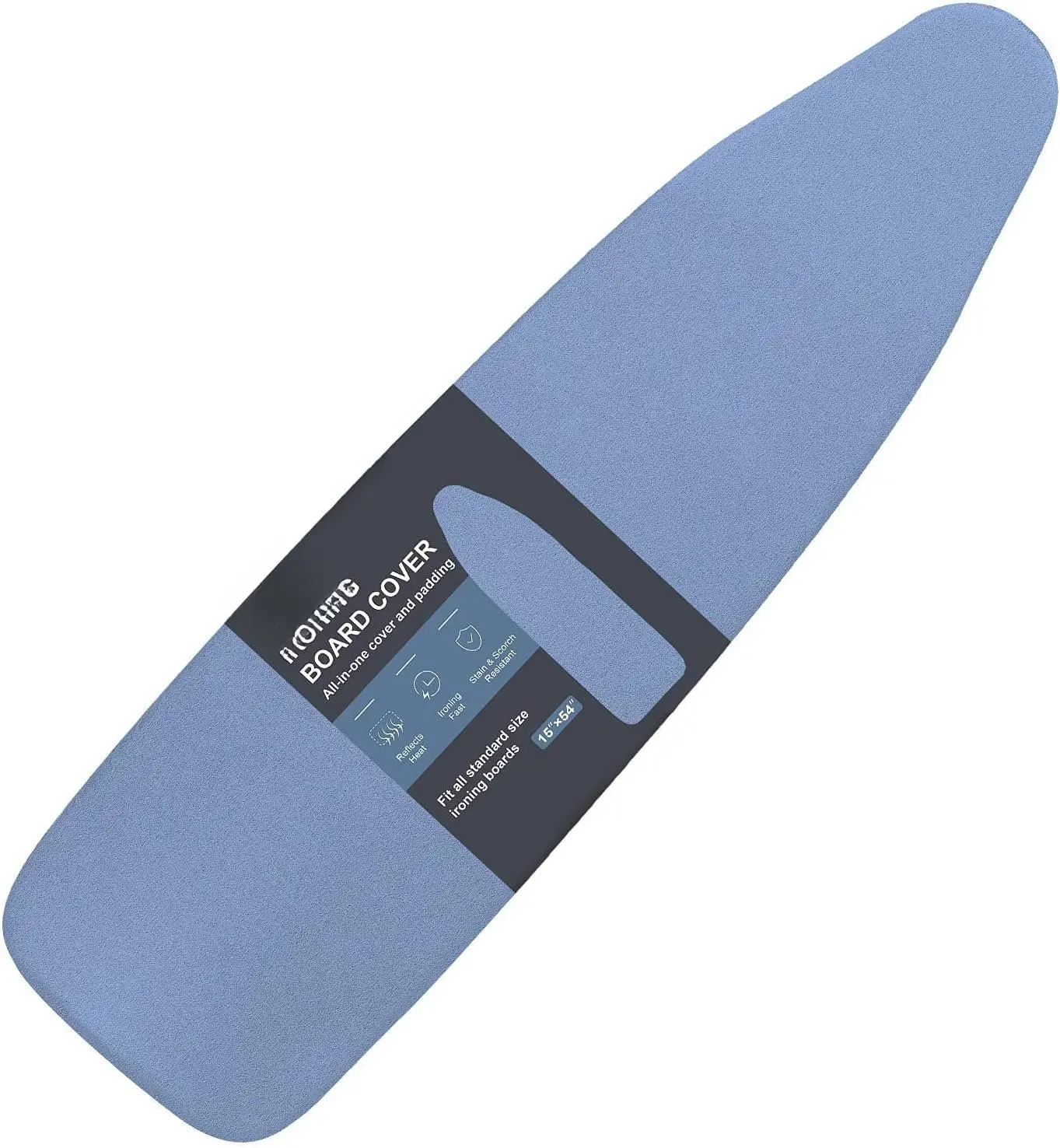 Ironing Board Cover and Pad, Standard Size 15x54, Thick Padding, Elastic Edge,  Coated, Resist Scorching, Adjustable Fastener, Heavy Duty Padded Iron Board Covers (Blue)