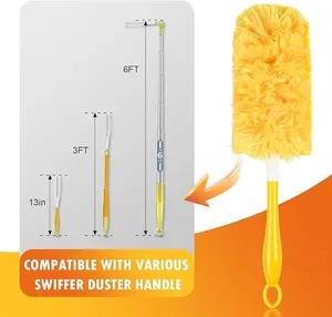50 Count Heavy Duty Duster Compatible with Swiffer Duster, Disposable Microfiber Duster Refills with 1 Short Handle and 1 Extendable Handle Cleaning Light Pack