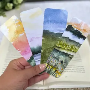Watercolor Landscape Bookmark | Cardstock Bookmarks | Laminated | Gift for Book Lover | Handmade Bookmark | Gift for Her | Tassel Bookmark | Sunset Bookmark | Sunrise Bookmark | Flower Bookmark