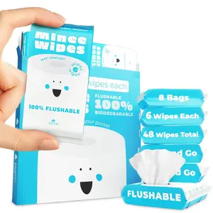 Impossibly Compact Travel Flushable Wipes with  Extracts - -Friendly Travel Essentials,  & Unscented Travel Size Wipes for Adults,  &  Care - 8 Pack Total 48 Wipes