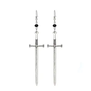 Vintage Black Bead Earrings Gothic Sword Dagger Earrings Jewelry Accessories