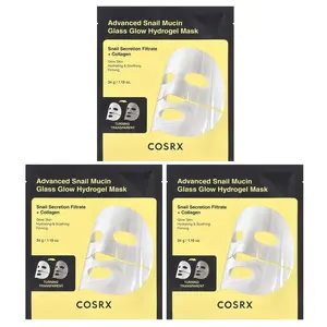 CosRx Advanced Snail Mucin Glass Glow Hydrogel Beauty Mask, 3 Sheets, 1.19 oz (34 g)