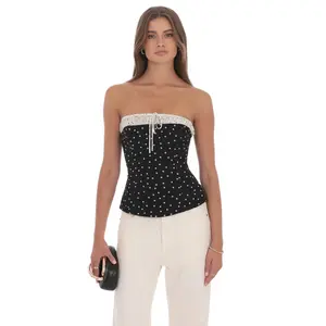 Strapless Polka Dot Top in Black