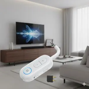 Bluetooth 5.3 Audio Transmitter & Receiver 2-in-1. 3.5mm Adapter for Car, TV, Headphones, Speakers. AirFly Compatible. Wireless Audio Dongle for Airplane Travel & Home. Portable. Universal Receiver