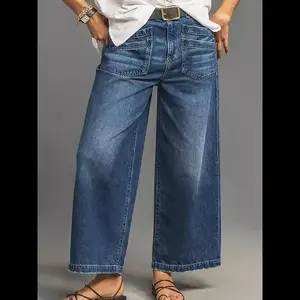 New[Plus Size]Solid Color Wide Leg Stretchy Jeans, Casual Comfy Denim Stretchy Jeans for Daily Wear, Women's Bottoms for All Seasons