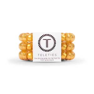 TELETIES Gold Coast Teleties Large Strong Grip No Rip Hair Ties Pack of Three Stylish Bracelets for Everyday Use
