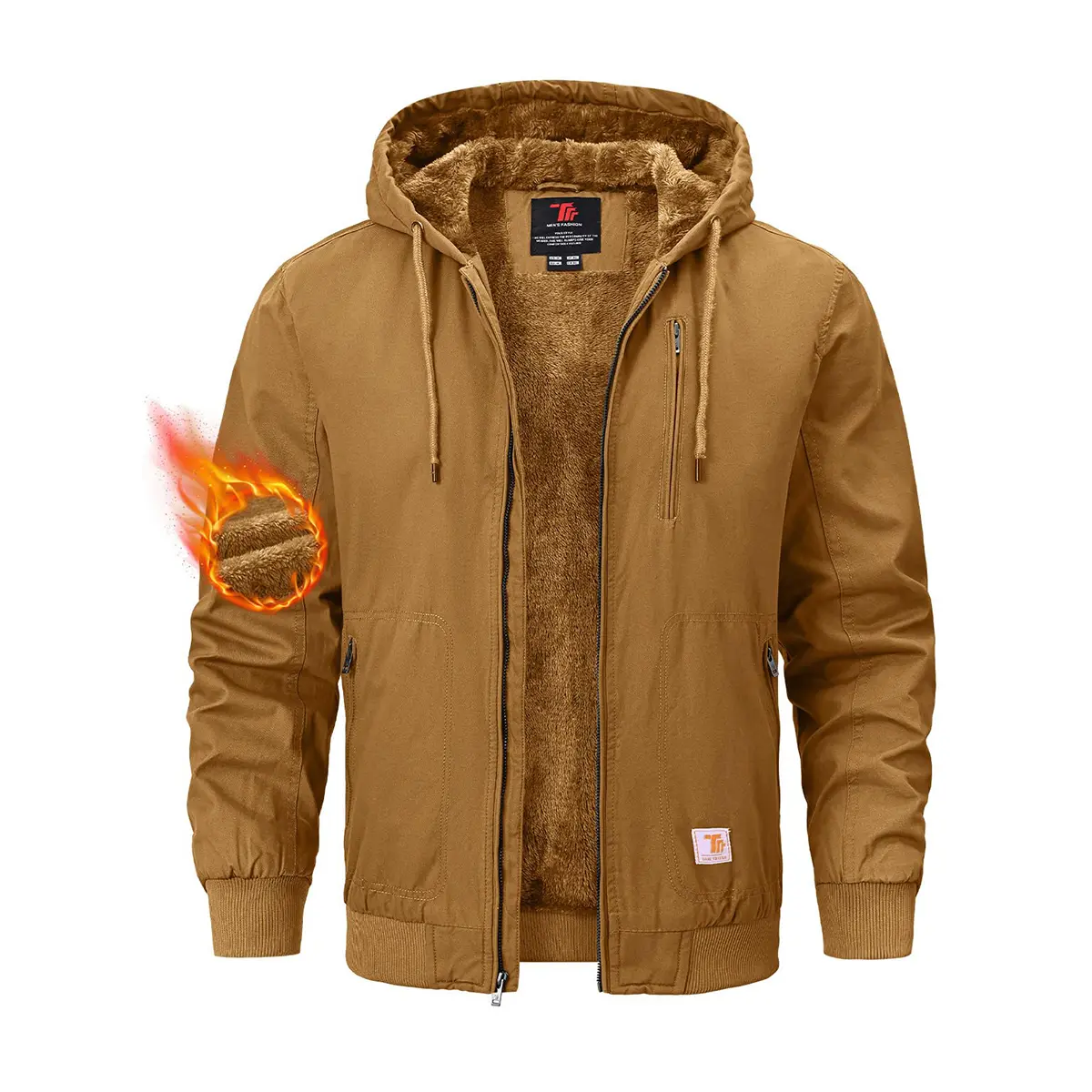 GOPUNE Men's Cotton Work Jackets Flannel Lined Duck Hooded Active Jacket Workwear Winter Coat GOPUNE Men's Cotton Work Jackets Flannel Lined Duck Hooded Active Jacket Workwear Winter Coat