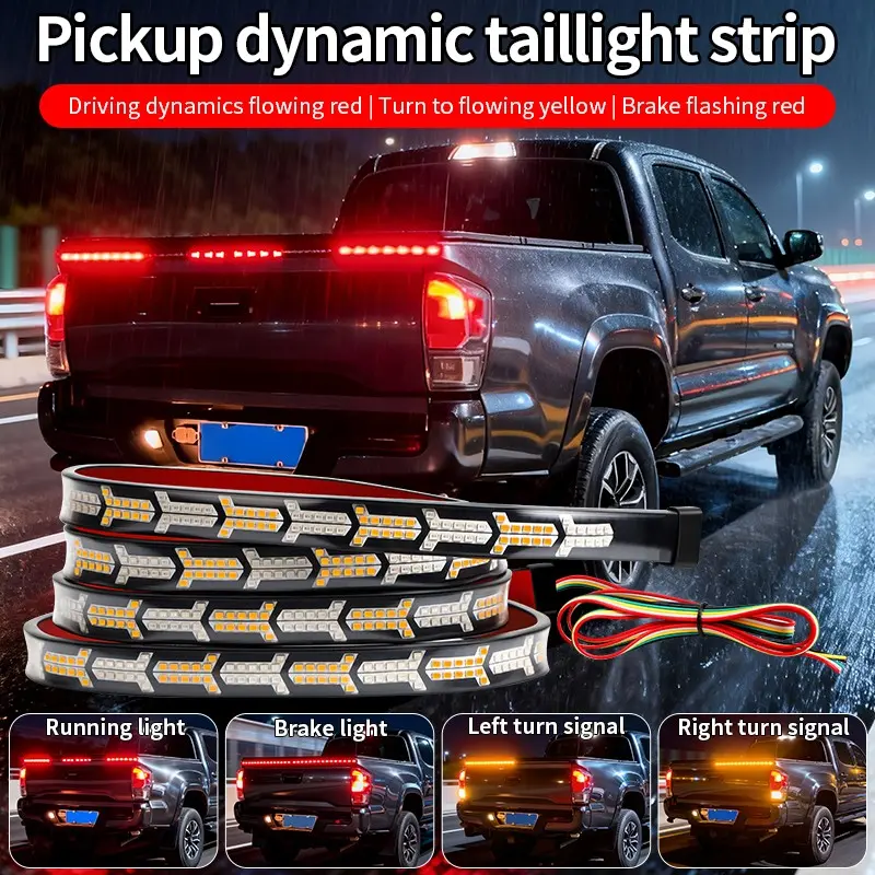 FCCEMC Car Strip Turn Signal Lamp Flowing Dynamic Warning Brake Reverse Tail light Truck LED Tailgate light Arrow LED Strip Tailgate Light Bar Automotive