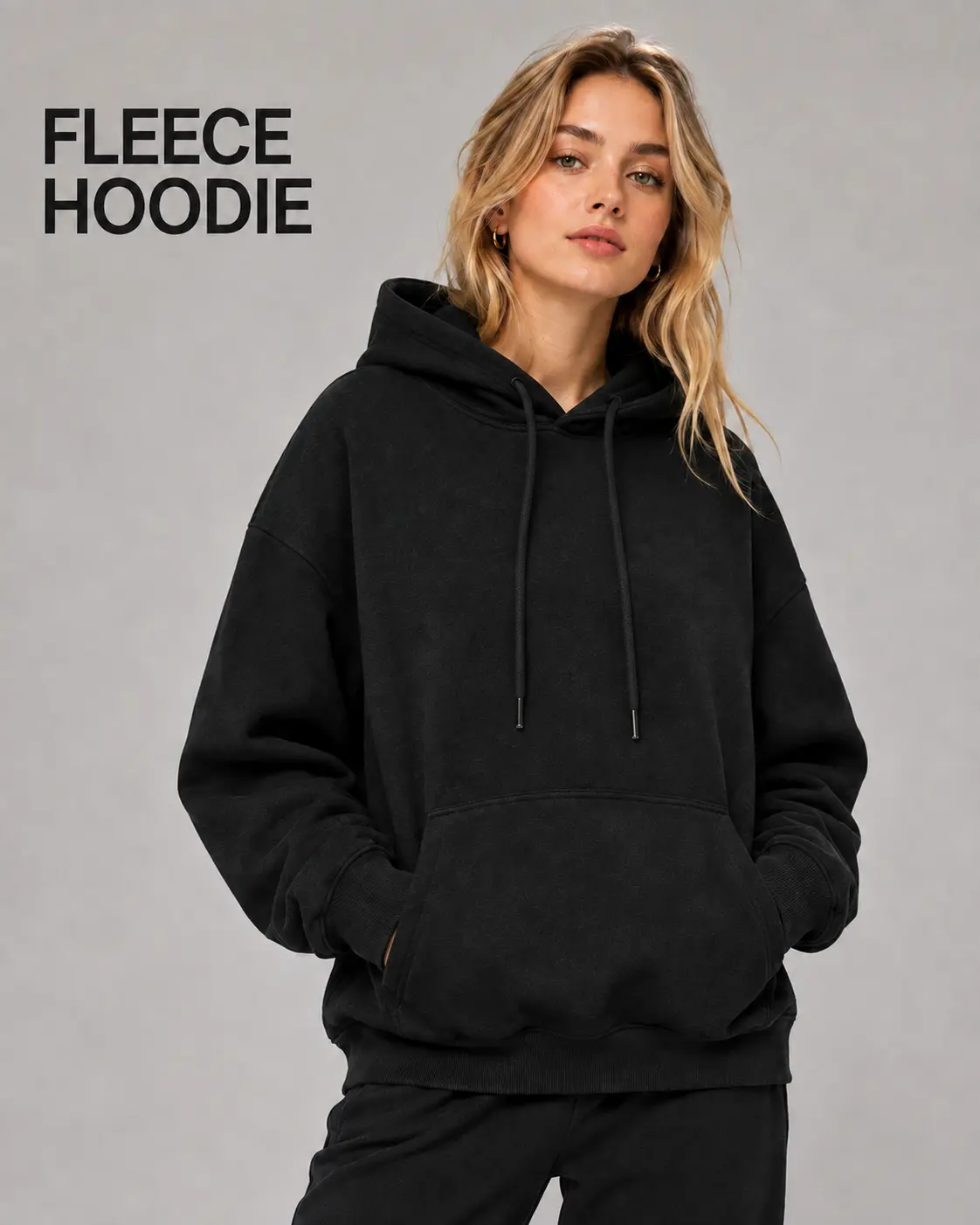 Customer Favorite, Ships Fast, Women & Unisex Black Fleece Pullover Hoodie, Loose Oversized Vert Fit Sweatshirt, Cozy Casual Everyday Hoodies For Versatile Daily Wear