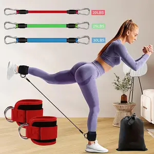 Capacity Red Ankle Resistance Bands with Ankle Cuffs for Leg & Hip Training | Non-Slip TPE Material | Includes 25 lbs & 30 lbs Weights