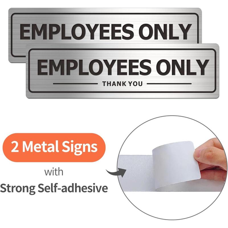 Employees Only Sign - Office Door Signs for Business Store Wall - Aluminum Metal with Self Adhesive