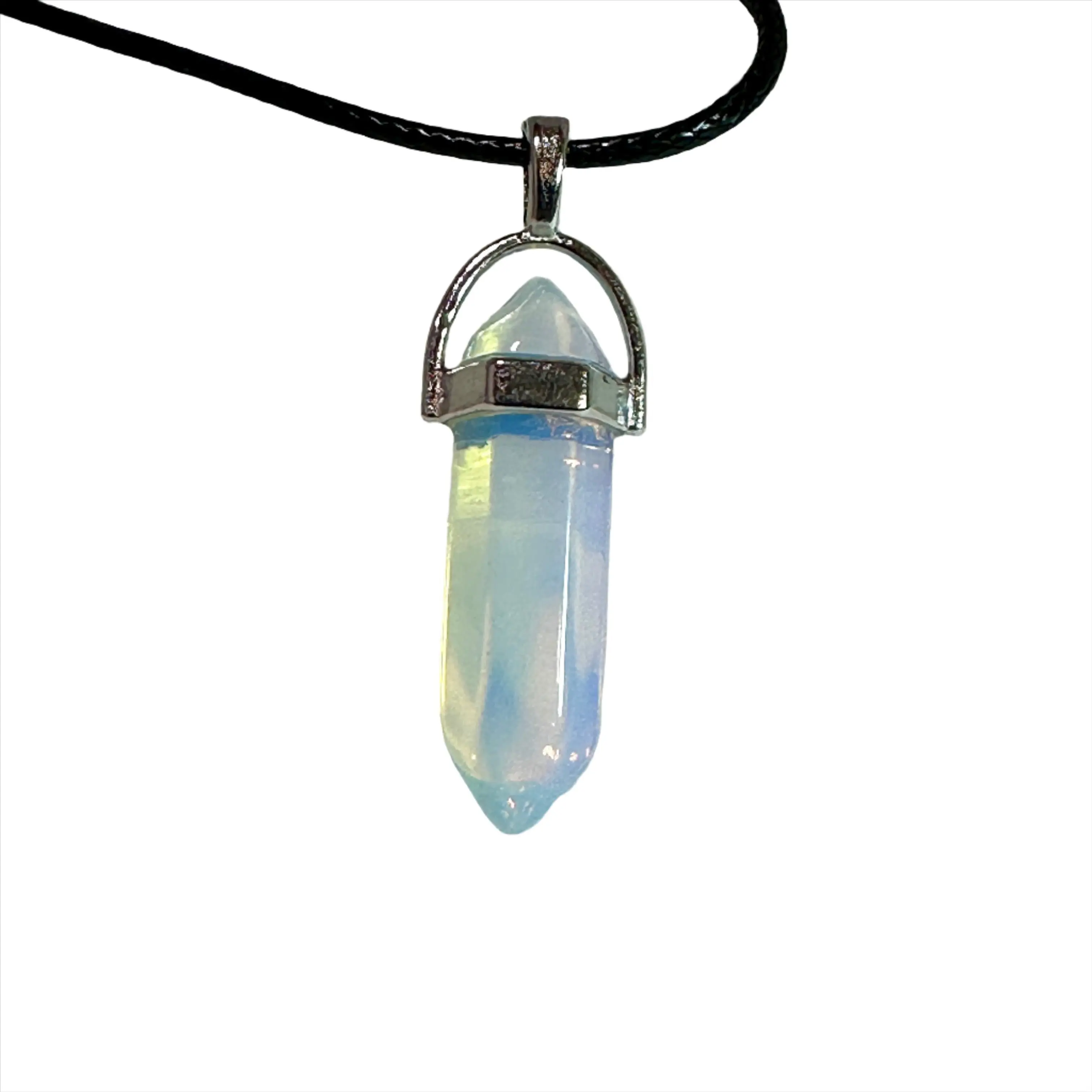 Opalite Bullet Point Necklace with Chain and Pendant Design