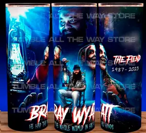 Bray Wyatt The Fiend Wrestling Memorial Cup Mug Tumbler 20oz Stainless Steel Tumbler with Slide Closure Lid, Reusable Plastic Straw, Handmade Design - Drinkware