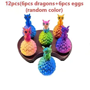 12 Piece 3D Printed Western Dragon & Egg Set, Decorative Figurines, High-Quality Pla Material, Perfect Gift for Parties, Garden, Kitchen, Office, Home Decor