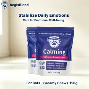 AegisBlend Natural Cat Calming Chews for Stress Relief, Crunchy Filled Treats for Separation Anxiety & Emotional Support