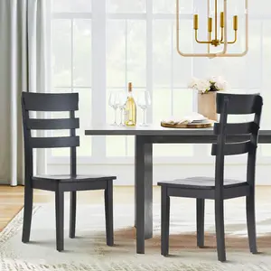 COLAMY Wooden Dining Chairs Set of 2, Ladder High Back Kitchen Side Chair, Farmhouse Armless Dining Room Chairs with Protectable Foot Pads