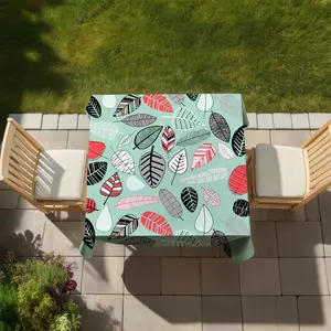 Begin Home Decor C1TC5858VEFDXK 58 x 58 in. Turquoise Leaf Patterns Tablecloth - Indoor & Outdoor Decor