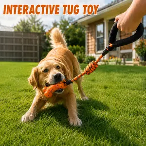 ETPU Interactive Dog Tug Toy for Aggressive Chewers, Bite Resistant Dog Chew Bone with Bungee Rope, Durable Tug of War Training Toy for Medium Large Dogs