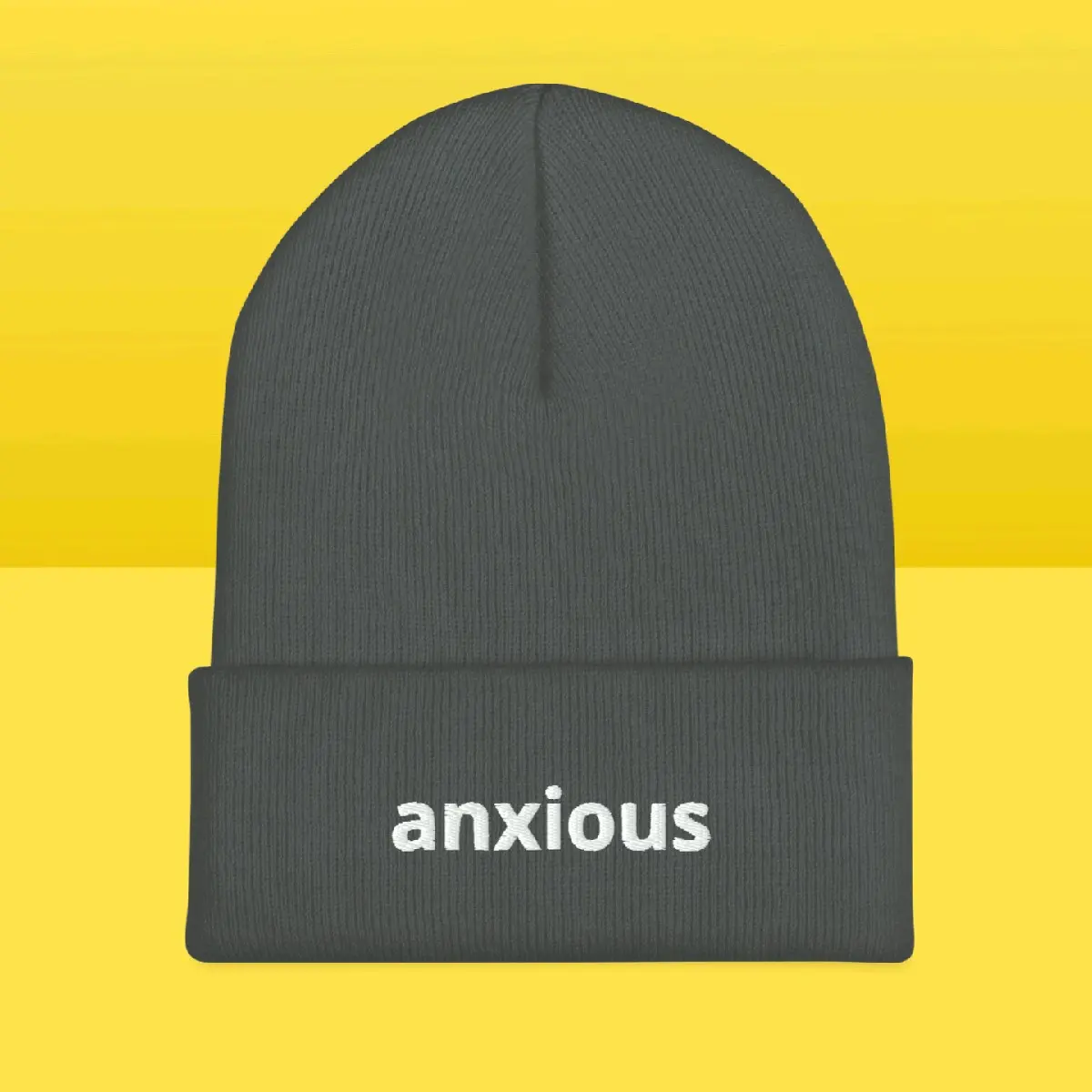 Anxious beanie, embroidered, comfy and perfect for cold weather hats