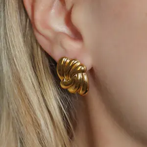 EVRY JEWELS Gold or Silver Plated Stainless Steel Women's Hypoallergenic Tangled Up Studs