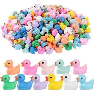 ducks Mini Resin Ducks 100 Pack Tiny Duck Figurines Bulk for Miniature Dollhouse Decor Accessories Garden Aquarium Potted Ornament Party Toys DIY Charms Office Classroom Activity to Hide Glow Animal
